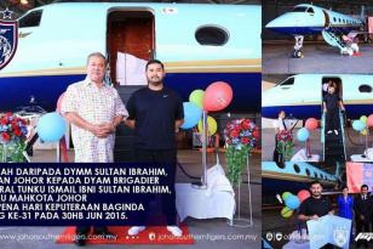 Putra Mahkota Kesultanan Johor Pangeran Tunku Ismail Sultan Ibrahim menerima hadiah ulang tahun pesawat jet pribadi dari ayahandanya Sultan Ismail Ibrahim 