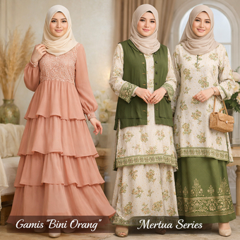 Model baju lebaran 2026 wanita terbaru: Gamis Bini Orang dan Mertua Series