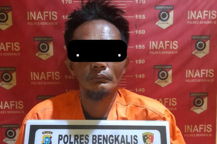 Kurir narkoba, SL (46) diamankan di Mapolres Bengkalis, Riau, Kamis (14/3/2024).