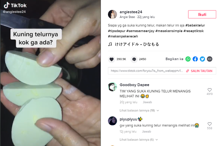 Tangkapan layar video TikTok Angie Stee yang viral. 