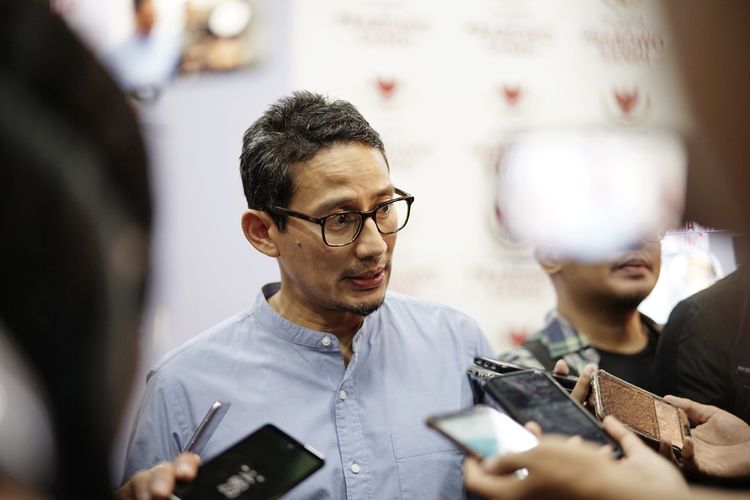 Calon wakil presiden nomor urut 02 Sandiaga Uno saat ditemui di media center pasangan Prabowo-Sandiaga, Jalan Sriwijaya, Jakarta Selatan, Rabu (29/5/2019).