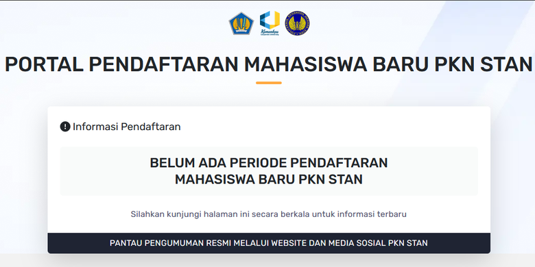 Tangkapan layar portal pendaftaran SPMB PKN STAN 2025. Pendaftaran SPMB PKN STAN 2025. Jadwal seleksi SPMB PKN STAN 2025. Passing grade PKN STAN 2025.