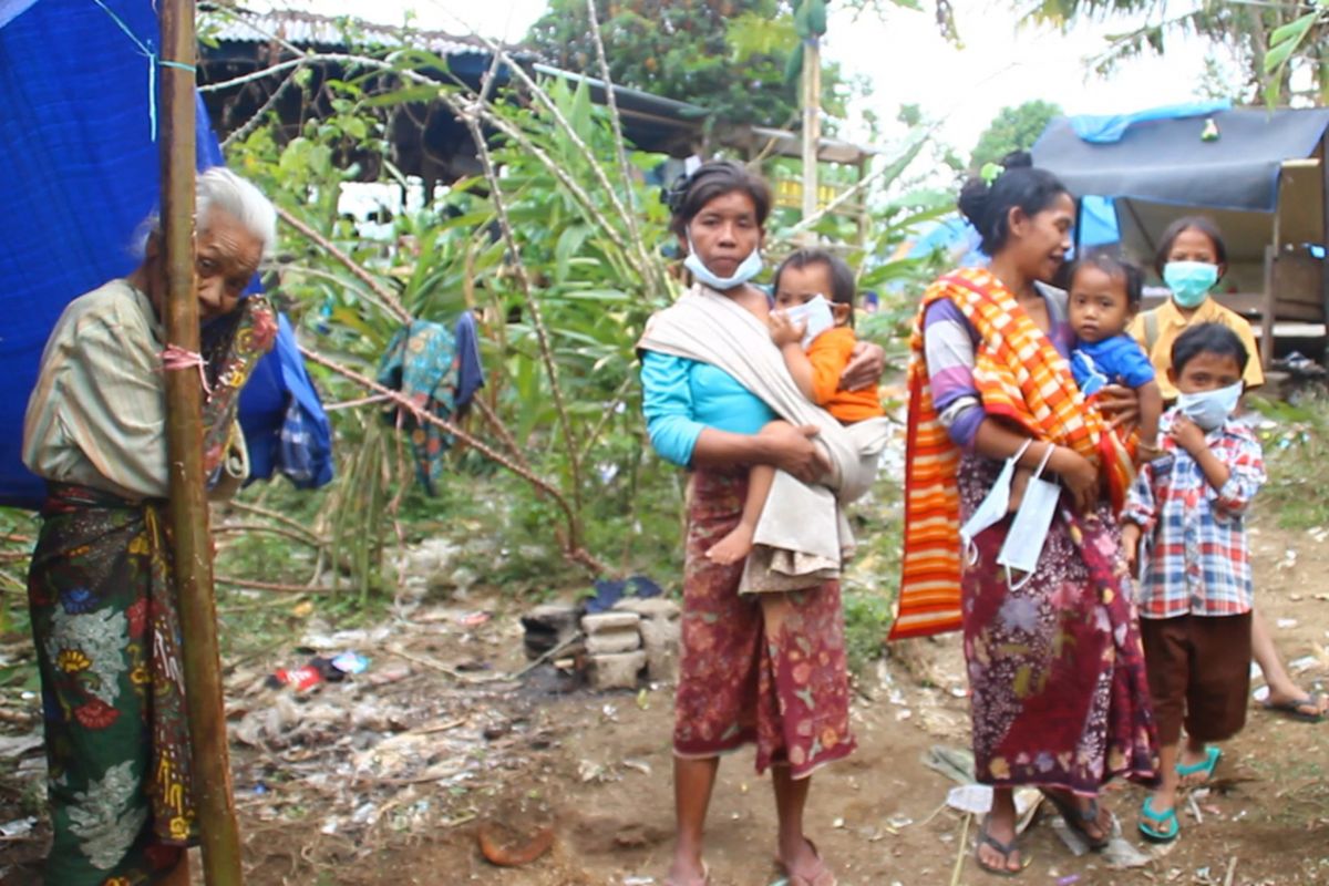 Sejumlah warga di pengungsian korban gempa Lombok.