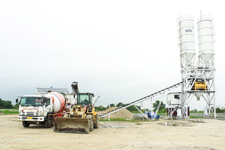 Ready-Mixed Batching Plant Palembang milik SIG, dengan kapasitas terpasang 60 m3/jam dan volume produksi sebesar 45 m3/jam yang berlokasi di Pemulutan, Ogan Ilir, Sumatra Selatan.