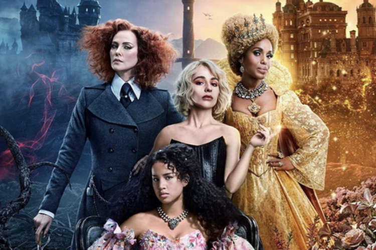 Charlize Theron, Kerry Washington, Sophia Anne Caruso, and Sofia Wylie in The School for Good and Evil (2022)