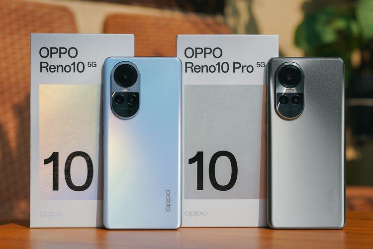 Reno 10 Pro (kanan) memiliki desain yang identik dengan adiknya, Reno 10 