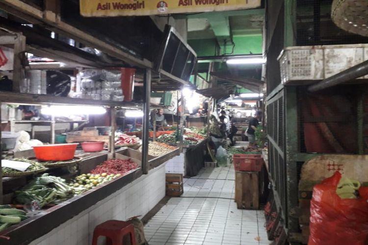 Area pedagang sayuran di Pasar Grogol Jakarta Barat pada Jumat (31/8/2018).