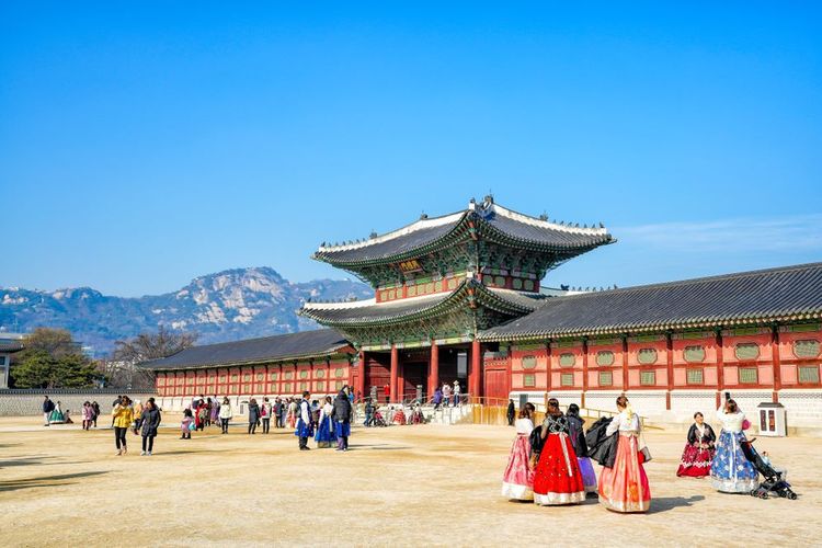Pemandangan Gyeongbokgung Palace.
