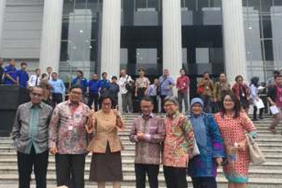 Menteri Keuangan Sri Mulyani di Gedung Mahkamah Konstitusi (MK), Jakarta, Rabu (14/12/2016)