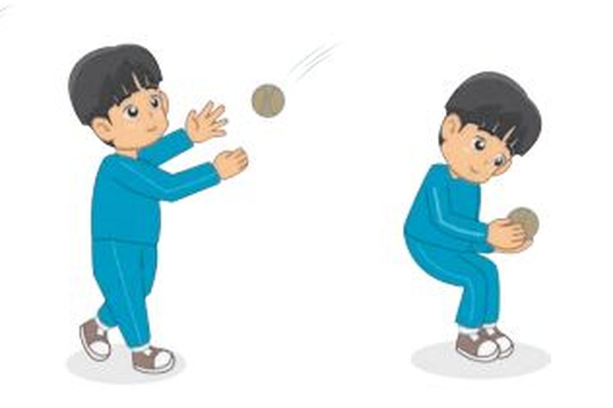 Ilustrasi menangkap bola dalam permainan kasti 