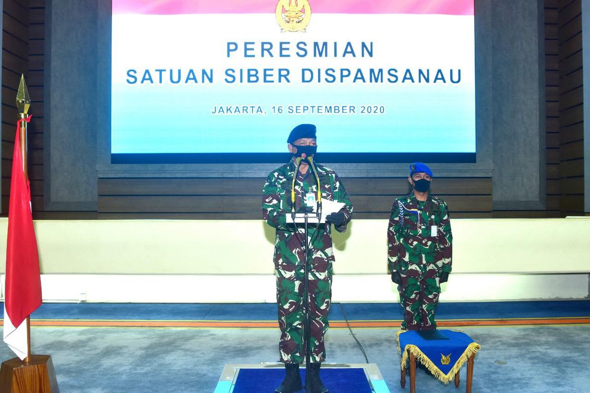 Kepala Staf Angkatan Udara (KSAU) Marsekal TNI Fadjar Prasetyo meresmikan Satuan Siber (Satsiber) Dinas Pengamanan dan Persandian Angkatan Udara (Dispamsanau) di Gedung I G Dewanto Denma, Mabesau Cilangkap, Jakarta Timur, Rabu (16/9/2020).