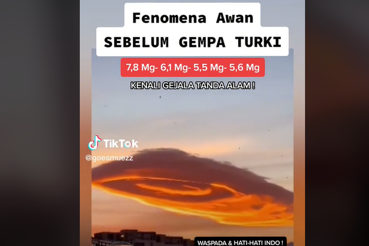 Viral awan dihubungkan dengan gempa Turkiye