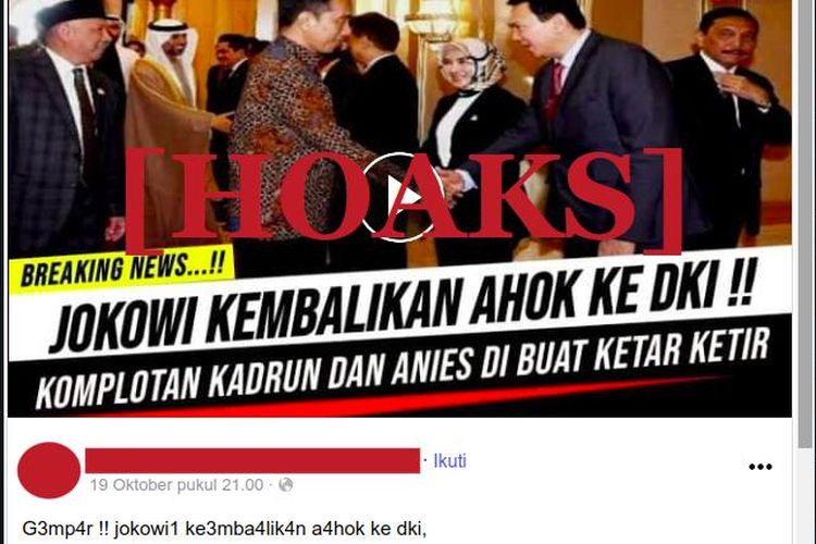 [HOAKS] Jokowi Mengembalikan Ahok Ke DKI Jakarta Halaman All - Kompas.com