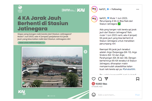 4 Kereta Jarak Jauh Berhenti di Stasiun Jatinegara mulai 1 Juni, Simak Jadwal dan Rutenya