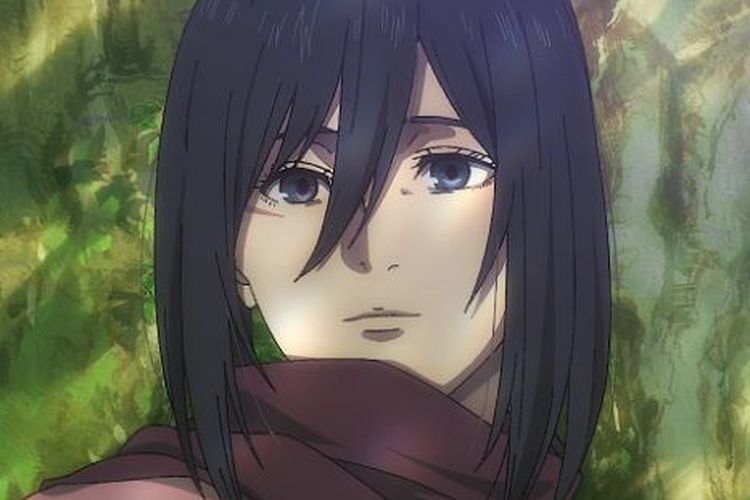 Mikasa Ackermann dalam salah satu adegan di animenya.