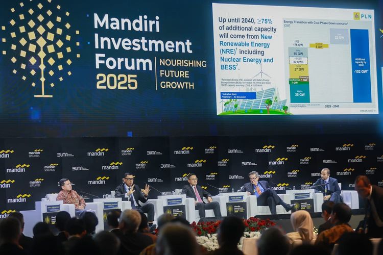 Suasana agenda Mandiri Investment Forum di Jakarta pada Selasa (11/2/2025).
