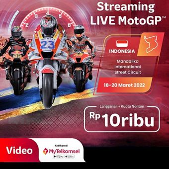 Telkomsel menawarkan paket nonton MotoGP Mandalika mulai Rp 10.000 melalui Vision+.
