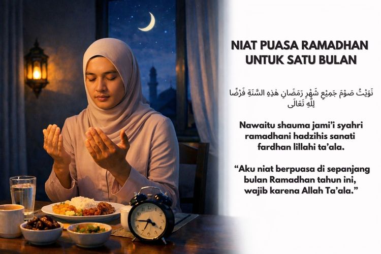 Bacaan niat puasa Ramadhan sebulan.