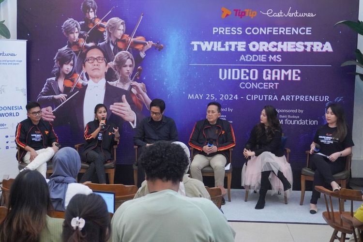 Konferensi pers konser Addie MS video game, di Jakarta, Jumat (22/3/2024).