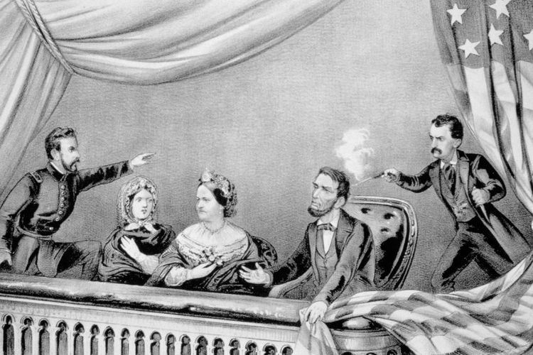 Gambaran saat pembunuhan Presiden Abraham Lincoln oleh John Wilkes Booth pada 14 April 1865.