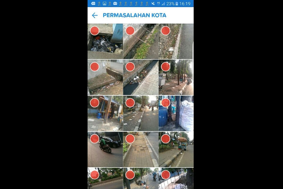 Senumlah aduan dari pemilik akun satriamuda untuk pengelola wilayah Cengkareng Barat, Jakarta Barat, Jumat (1/9/2017).