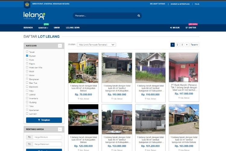 Foto Daftar Lelang Rumah Murah di Bekasi, Nilai Limit Rp 100 Jutaan