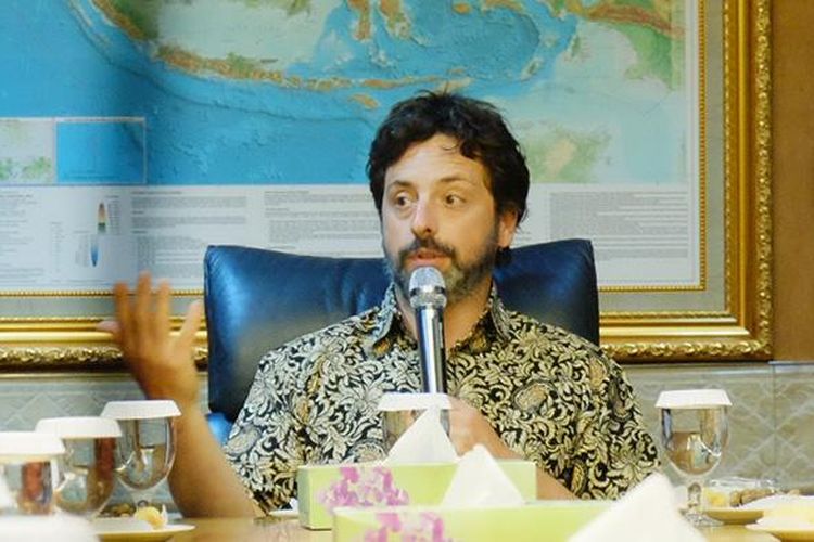 Pendiri Google Sergey Brin saat berkunjung ke Kementerian Pariwisata, Senin (28/12/2015)