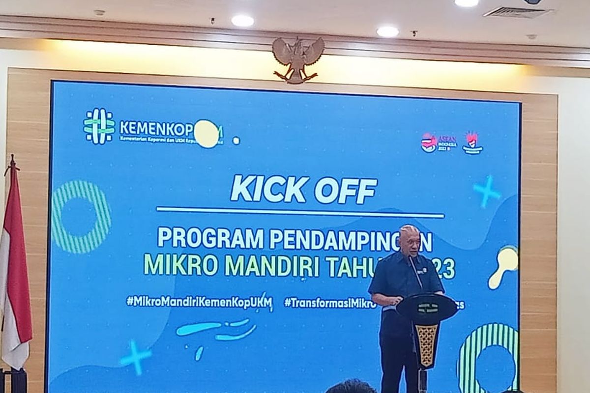 Menteri Koperasi dan UKM, Teten Masduki, dalam acara Kick Off Program Pendampingan Mikro Mandiri Tahun 2023, Jumat (19//5/2023) di Jakarta.