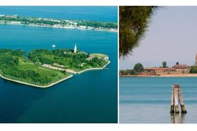 Tampak Pulau Poveglia di Italia, tepatnya di Laguna Venesia.