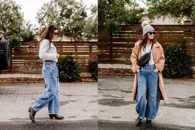 Ilustrasi gaya barrel jeans
