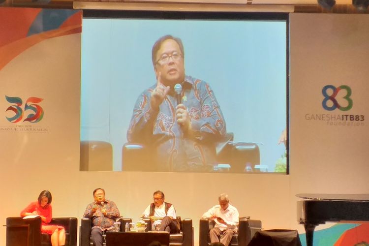 Menteri Perencanana Pembangunan Nasional/Kepala Bappenas Bambang Brodjonegoro saat mengisi acara di Jakarta, Kamis (22/11/2018).