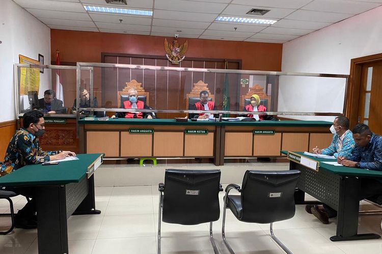 Suasana sidang PT Mahkota Sentosa Utama (MSU) selaku pengembang proyek Meikarta kepada 18 konsumennya di Pengadilan Negeri Jakarta Barat, Selasa (28/2/2023). 
