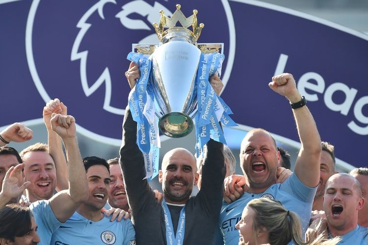 Manchester City tampil sebagai juara Liga Inggris musim 2018/2019, Senin (13/5/2019)