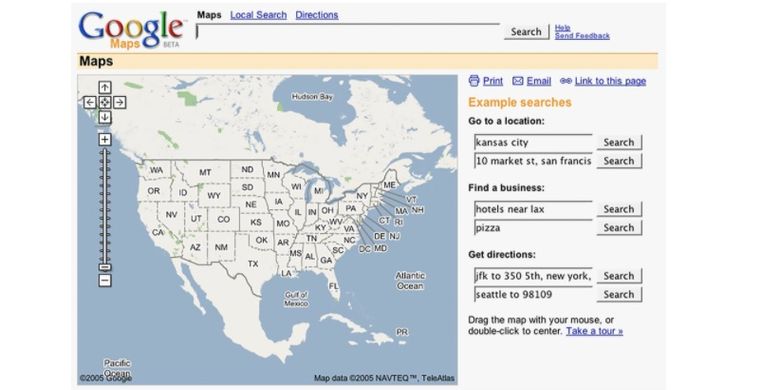 Tampilan Google Maps tahun 2005
