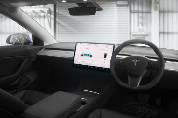 Tampilan interior Tesla Model 3 facelift.