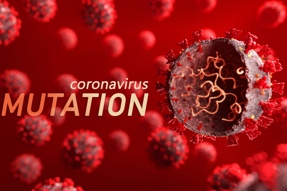 Ilustrasi varian baru virus corona, mutasi virus corona.
