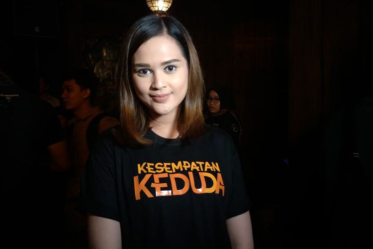 Cut Meyriska saat peluncuran Poster dan Trailer Film Kesempatan Keduda di kawasan Kebayoran Baru, Jakarta Selatan, Senin (10/9/2018).
