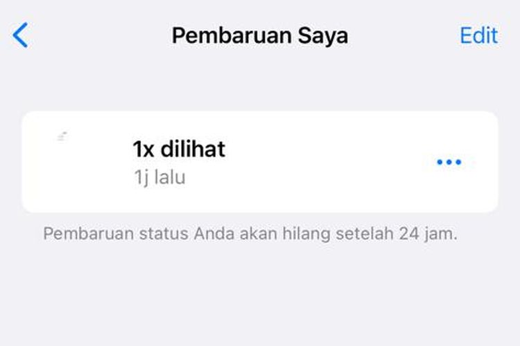 Tampilan tanda x atau tanda kali status WhatsApp.