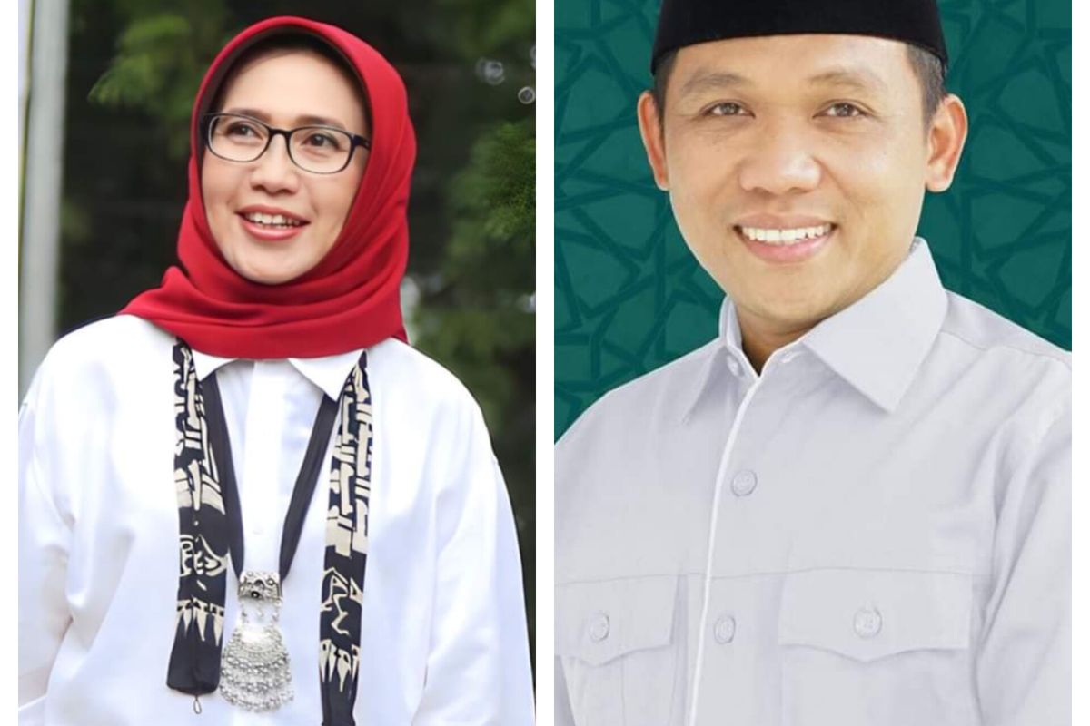 Calon bupati Lumajang Indah Amperawati (kiri) dan Thoriqul Haq (kanan)