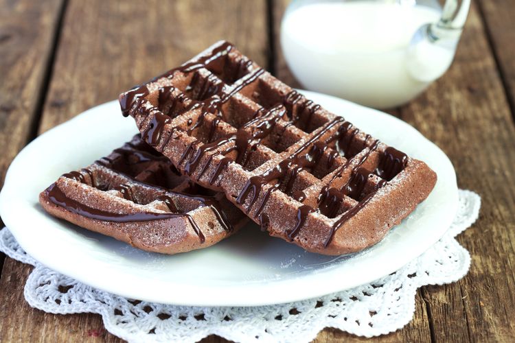 ilustrasi waffle cokelat. 