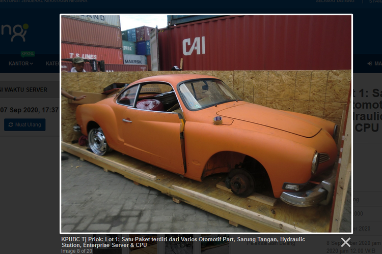 Bodi mobil klasik yang dilelang Bea Cukai (tangkapan layar dari lelang.go.id)