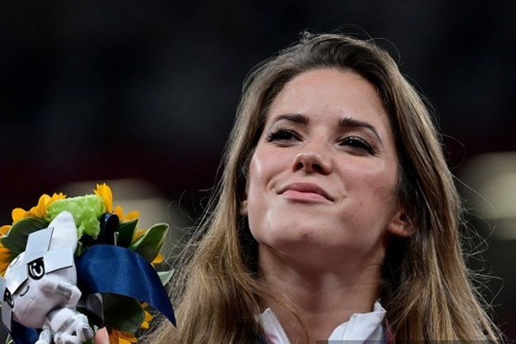 Atlet Polandia Maria Andrejczyk menapatkan medali perak untuk lempar lembing putri pada Olimpiade Tokyo 2020