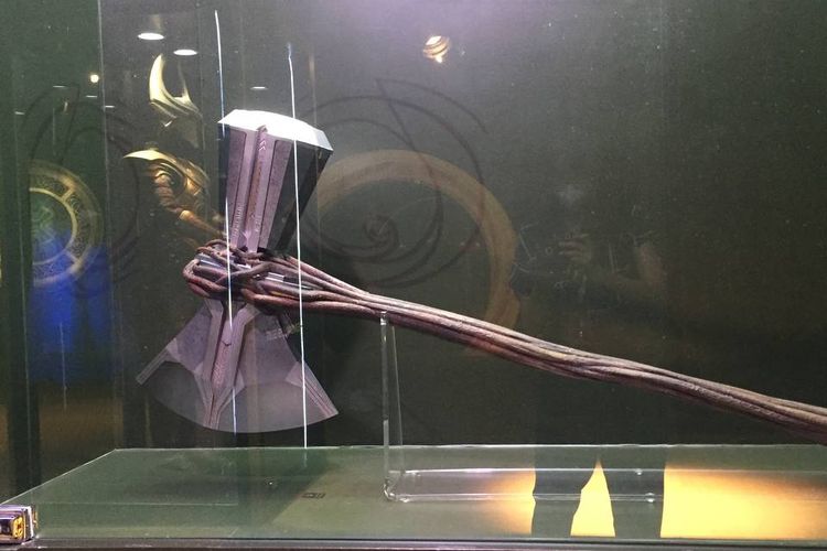 Storm breaker that belongs to Thor is on display at Marvel Studios Exhibition Indonesia.