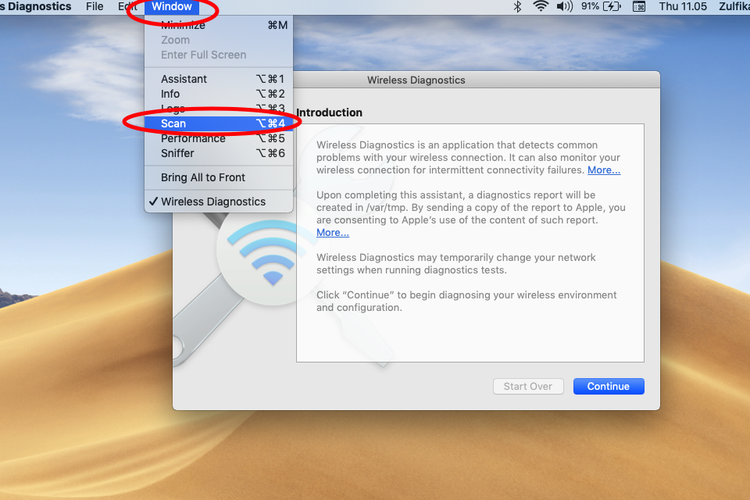 Ilustrasi cara scan WiFi Mac