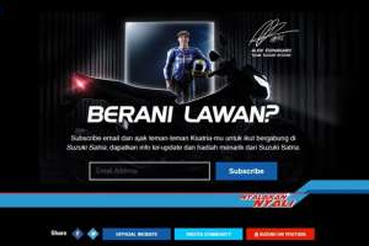 Tampilan website khusus untuk Suzuki Satria.