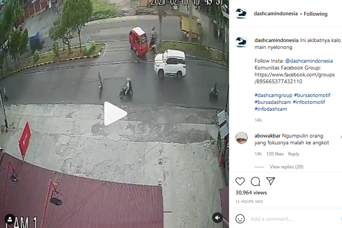 Potongan video kecelakan motor