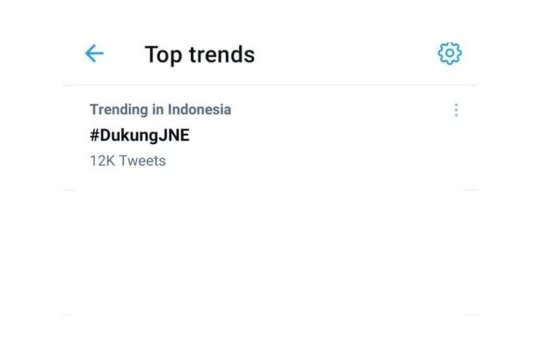 Tagar #DukungJNE menjadi trending topic di Twitter.