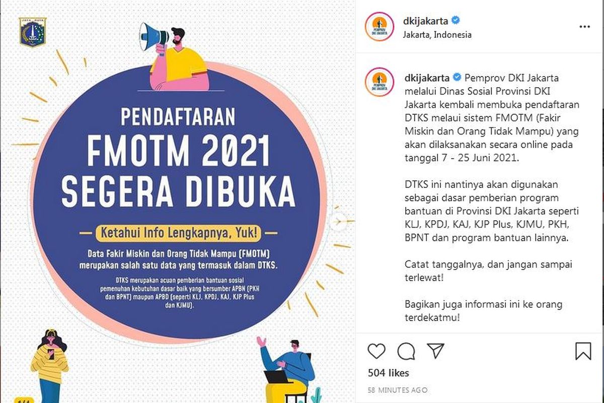 Akun Pemprov DKI Jakarta membuka FMOTM 2021.