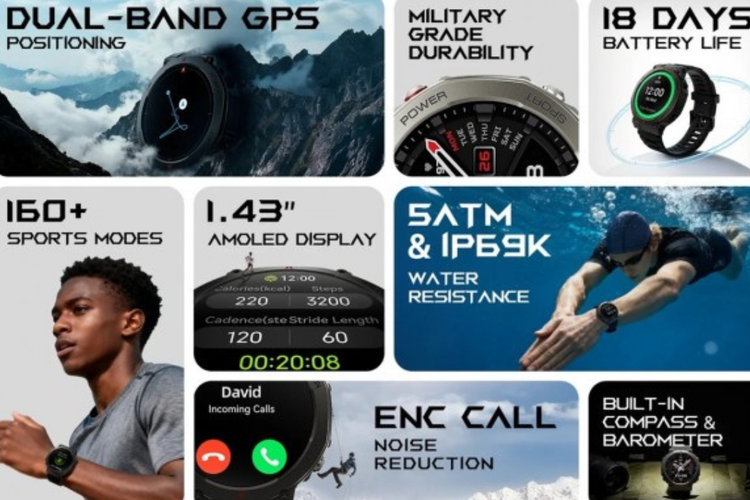 Spesifikasi smartwatch Black Shark GS3 Ultra. 