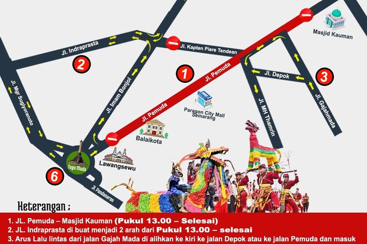 Jalan Pahlawan, Kota Semarang akan ditutup untuk acara Dugderan